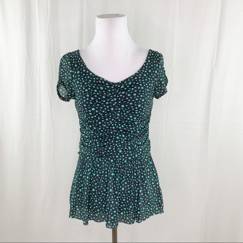 Anthropologie Postmark polka dot peplum top